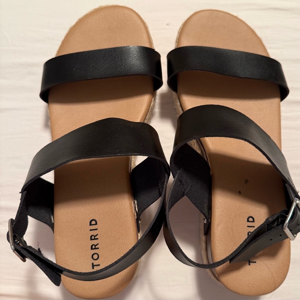 Torrid Black and Tan Minimalist Sandals